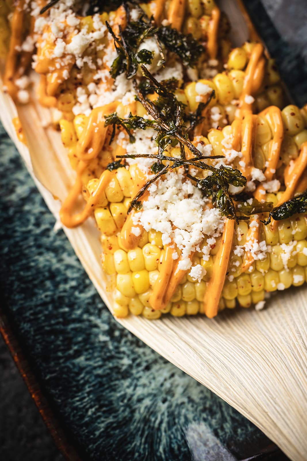 Mexican rib-style elote with Tajín and chipotle aioli
