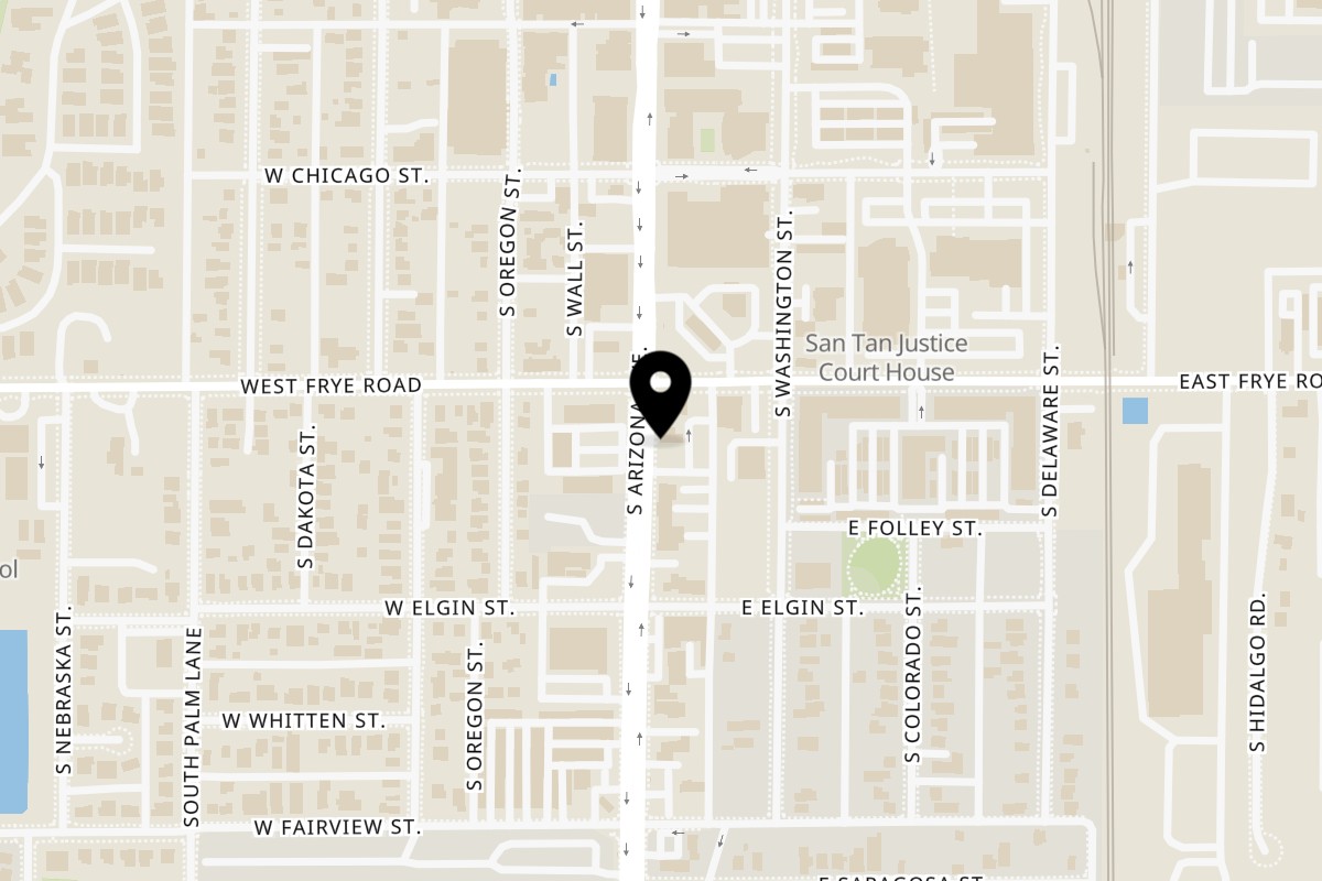 Map showing the location of Miel de Agave Chandler on 325 S Arizona Ave in Chandler